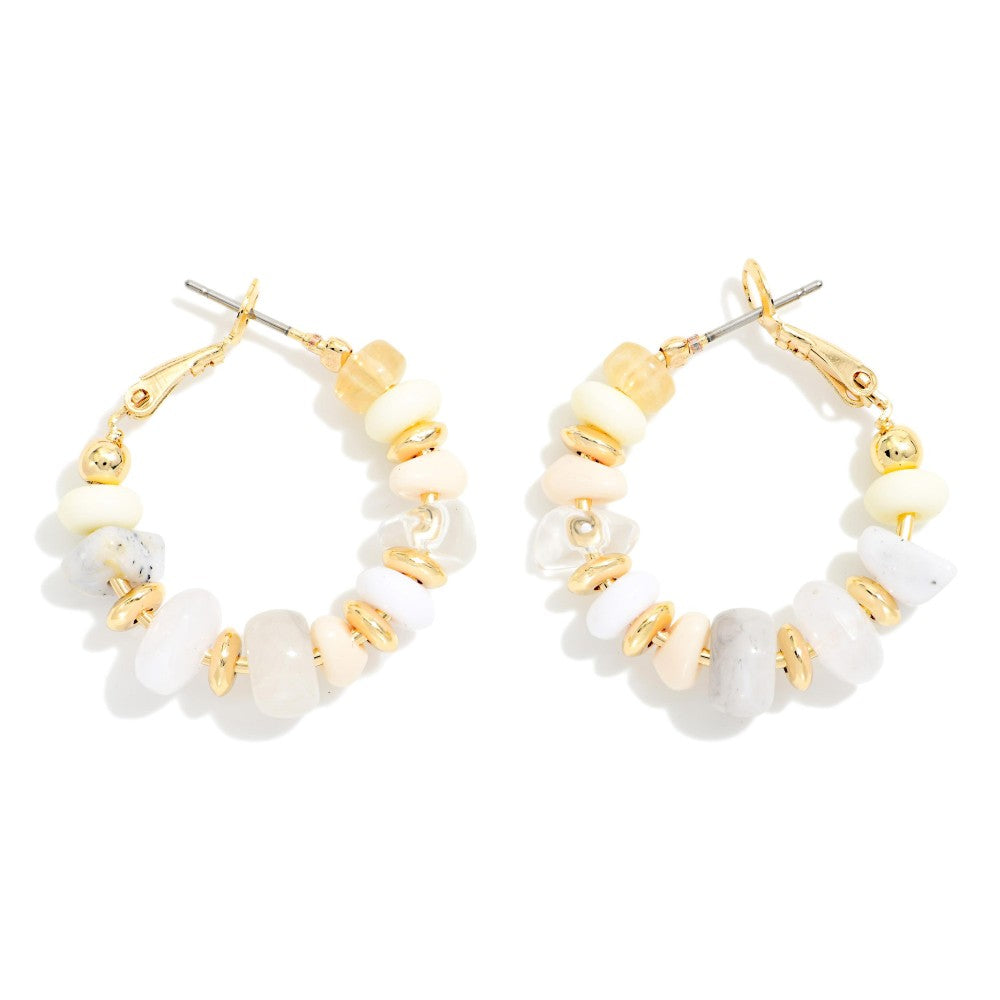 Stone Hoop Earrings