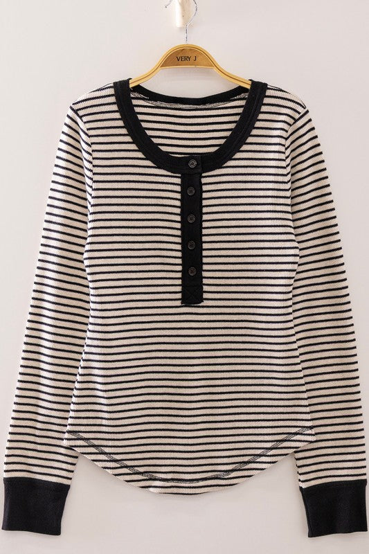 Striped Long Sleeve Henley