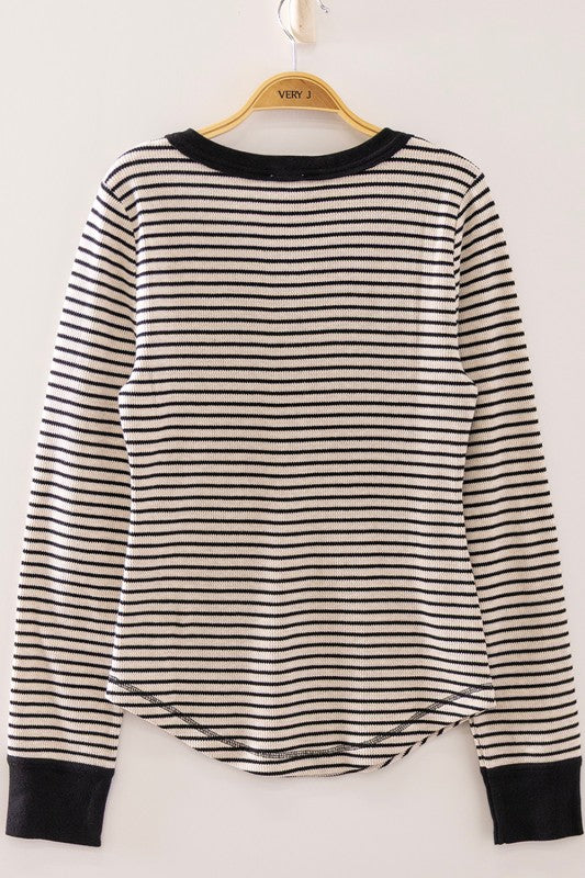 Striped Long Sleeve Henley