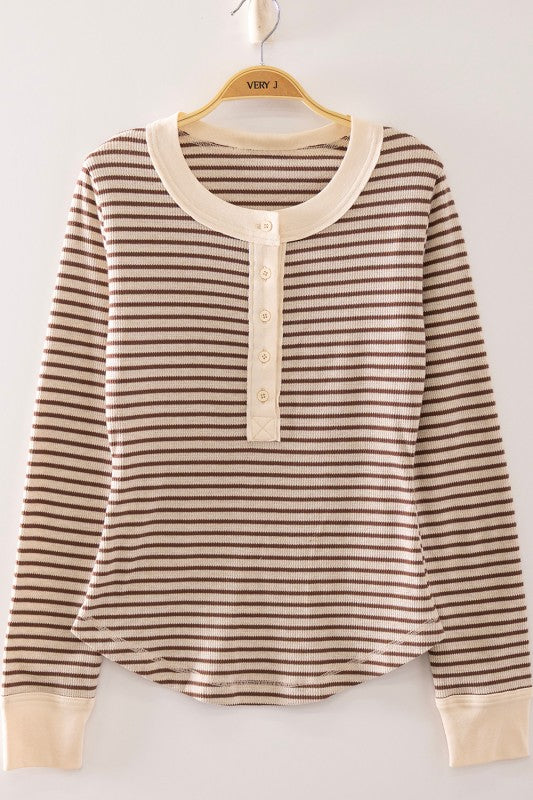 Striped Long Sleeve Henley