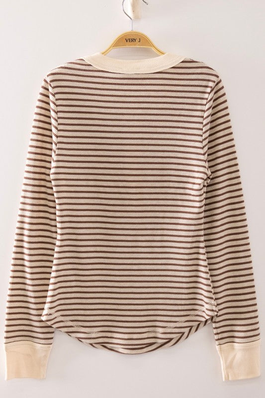 Striped Long Sleeve Henley
