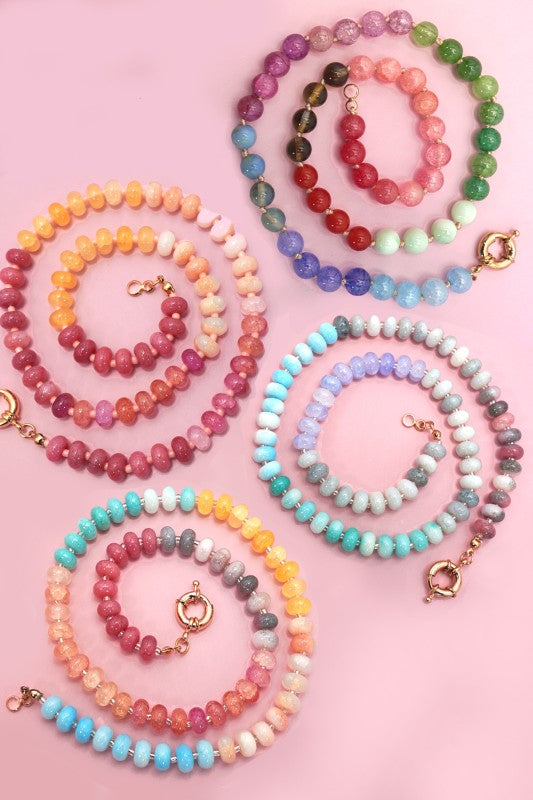 Natural Stone Glass Bead Necklace