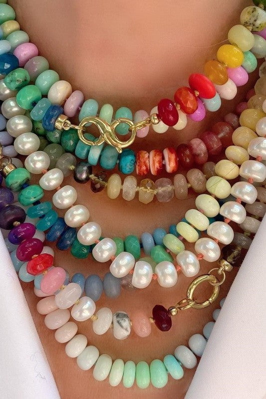 Natural Stone Glass Bead Necklace