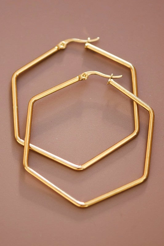 Hexagon Hoop Earrings