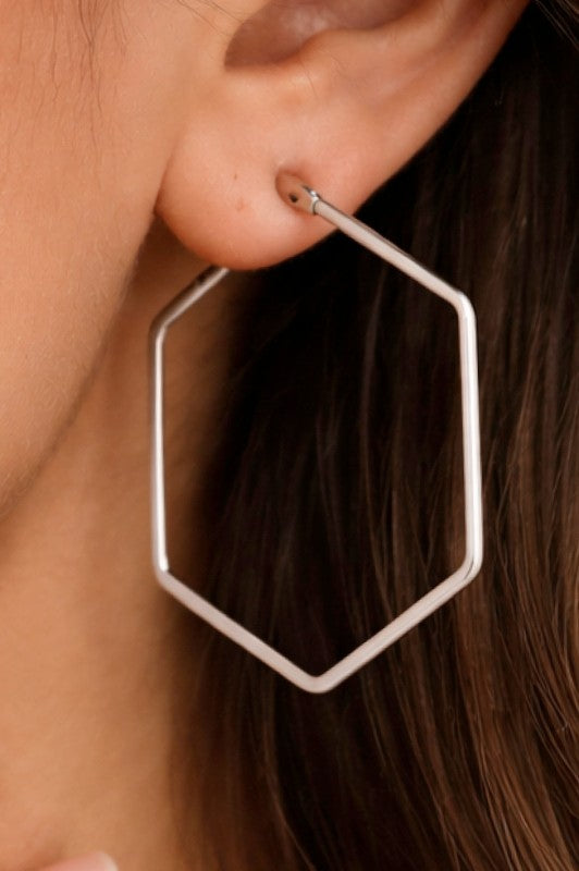 Hexagon Hoop Earrings