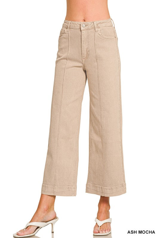 High Rise Pintuck Color Denim