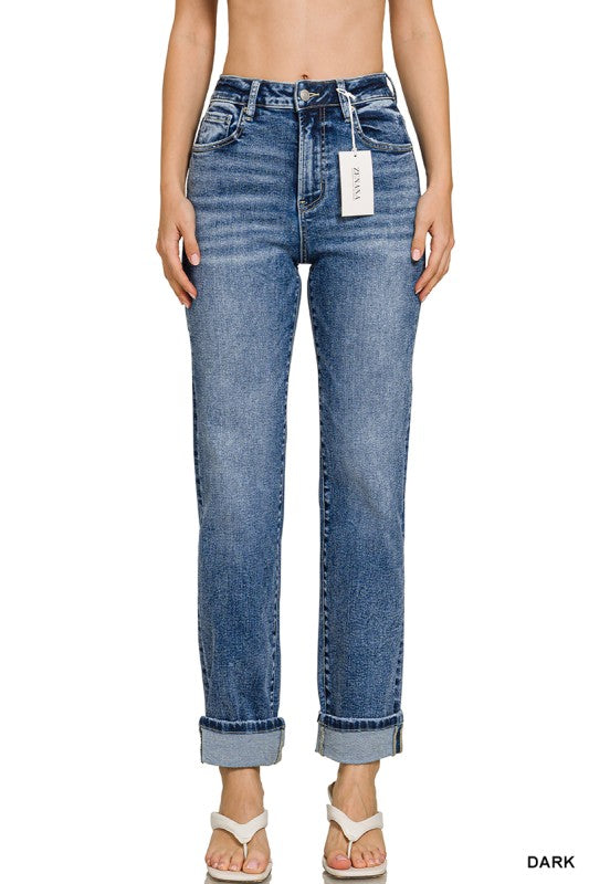 Cuffed Straight Leg Jeans