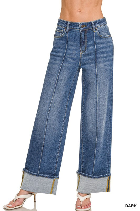 Cuffed Wide Leg Pintuck