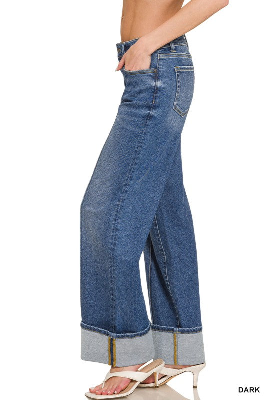 Cuffed Wide Leg Pintuck
