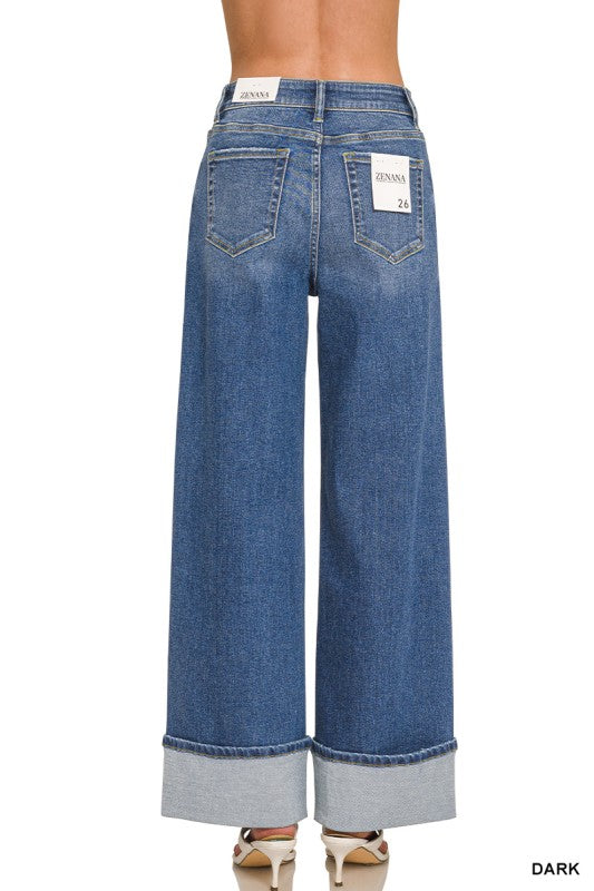 Cuffed Wide Leg Pintuck