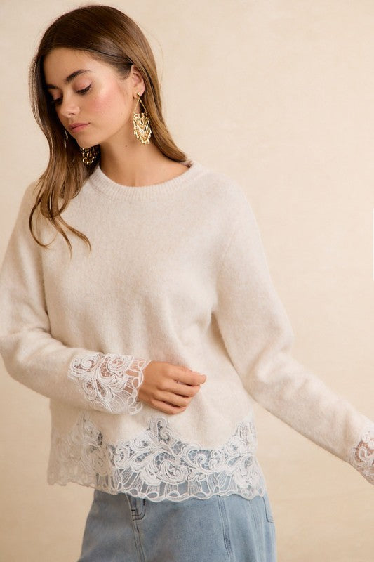 Lace Hem Sweater