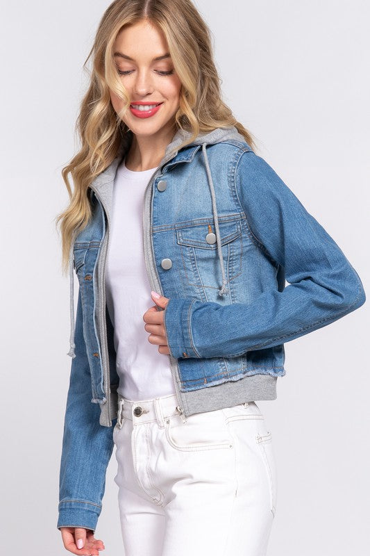 Terry Hoodie Denim Jacket