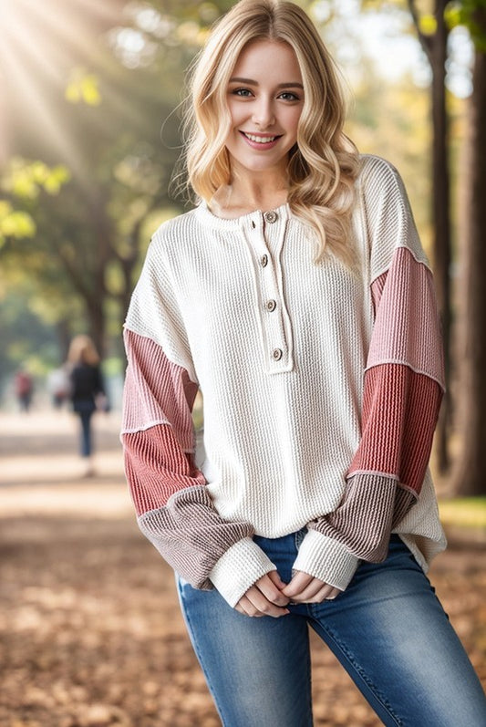 Ribbed Color Block Top