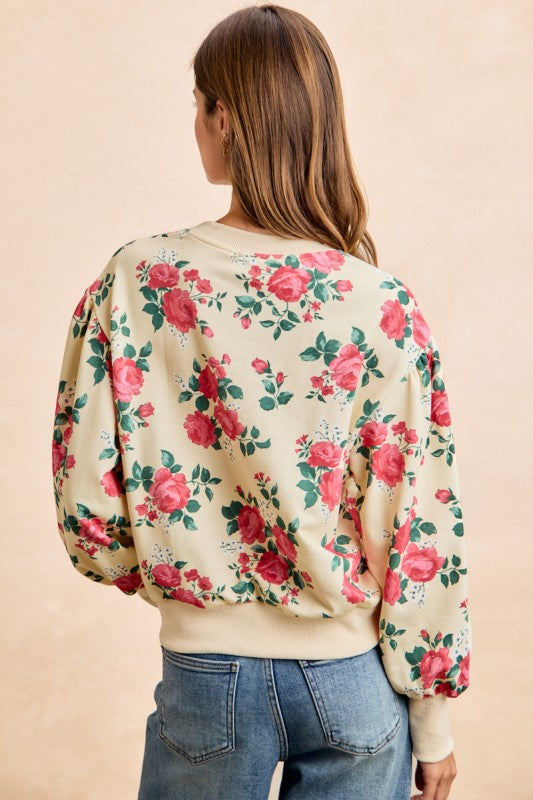 Rose Balloon Sleeve Top