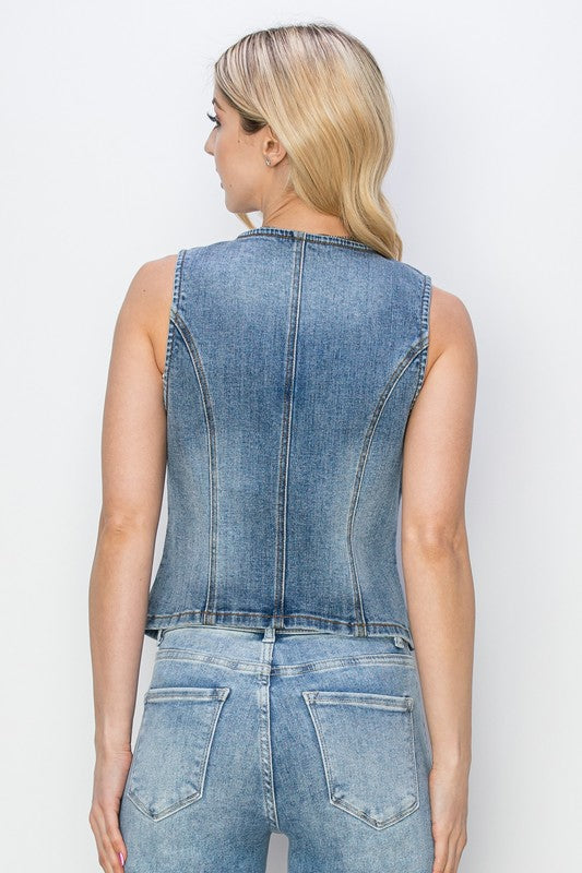Button Down Denim Vest