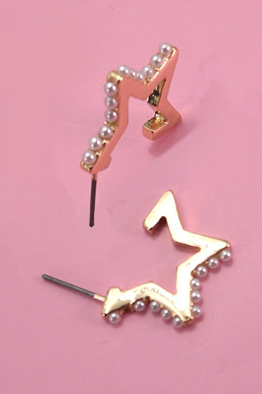 Pearl Star Hoop Earrings