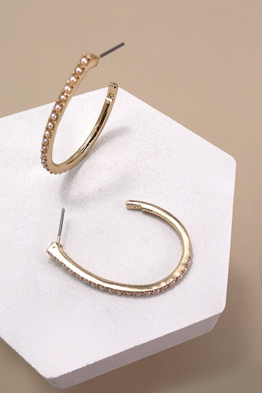 Pearl Edge Hoop Earrings