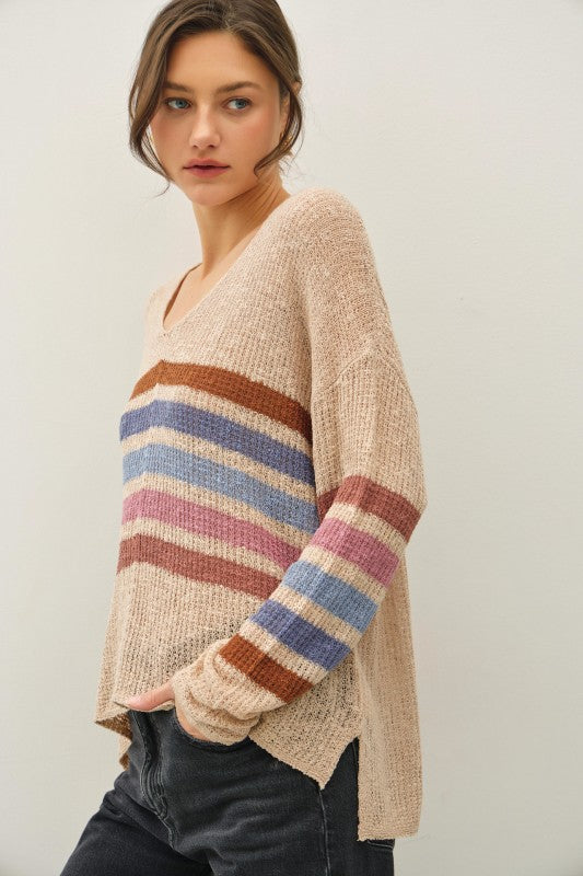 Rainbow Stripe Knit Sweater