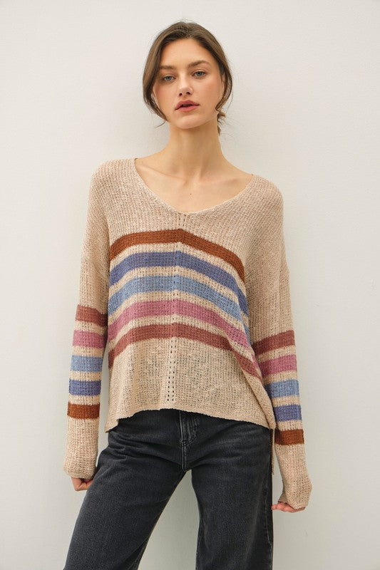 Rainbow Stripe Knit Sweater
