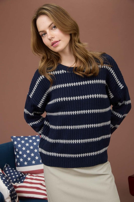 Navy Ribbed Sweater