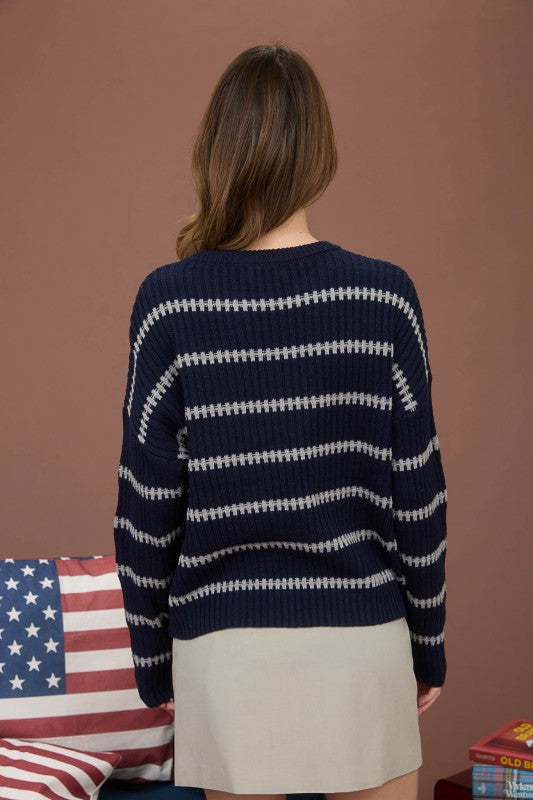 Navy Ribbed Sweater