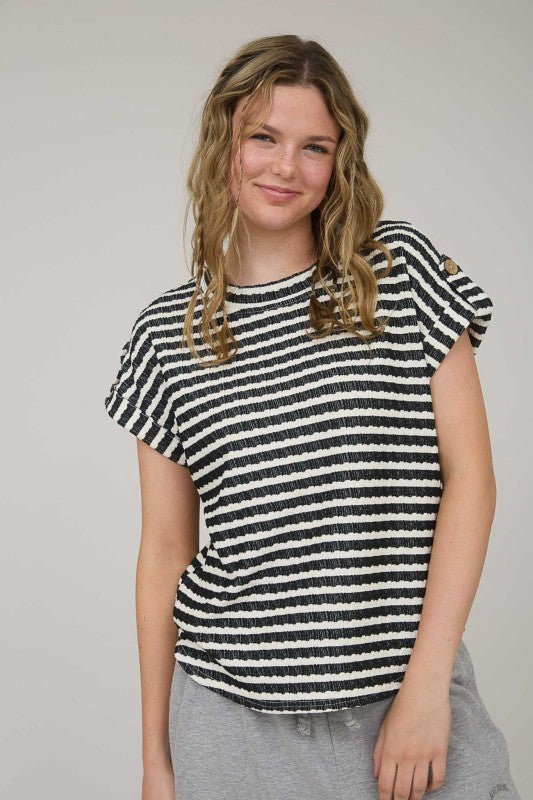 Textured Short Sleeve Top