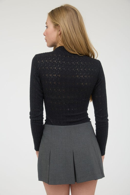 Jacquard Mock Neck Top