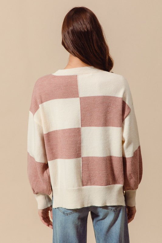 Loose Fit Checkered Sweater