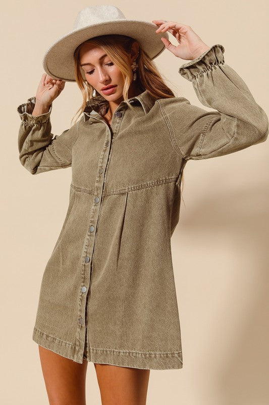 Washed Denim Shirt Dress