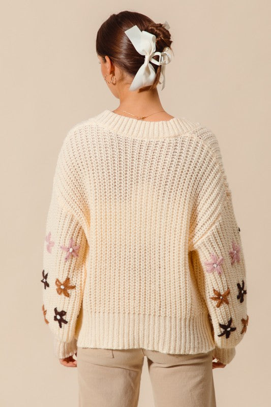 Flower Sleeve Sweater