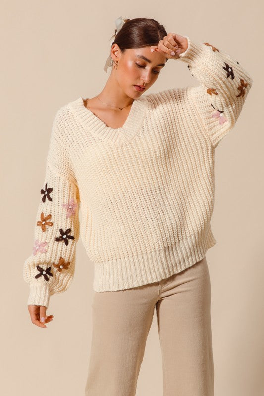 Flower Sleeve Sweater