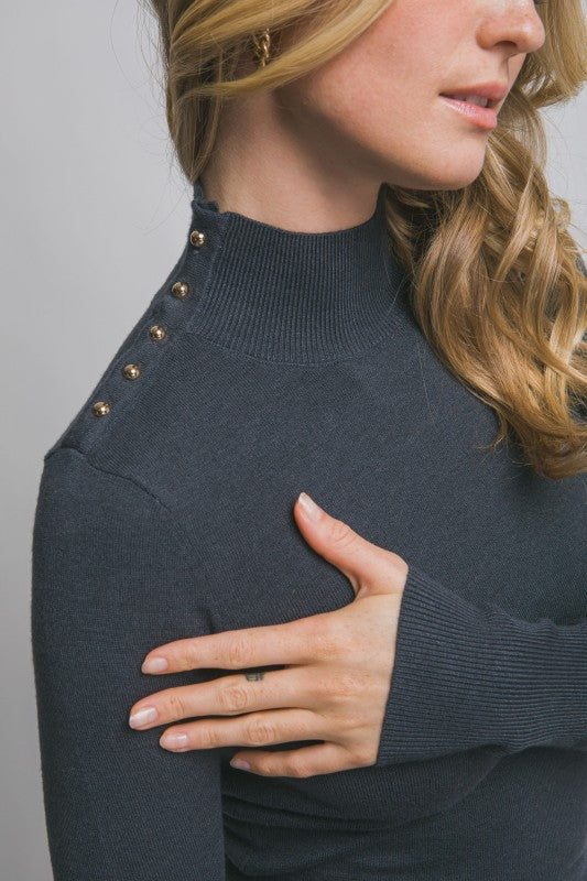 Button Detail Long Sleeve Top