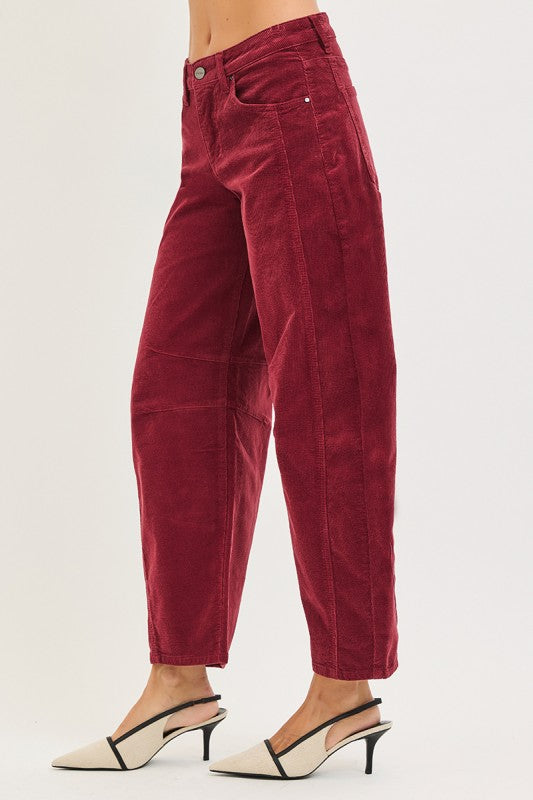 Slouchy Ankle Barrel Corduroy Pants