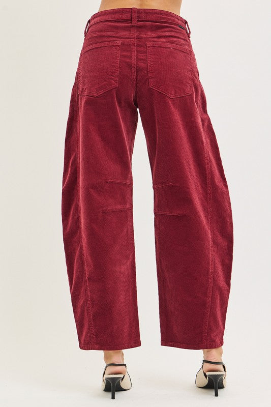 Slouchy Ankle Barrel Corduroy Pants