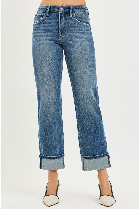 Stretch Slouchy Straight Jeans