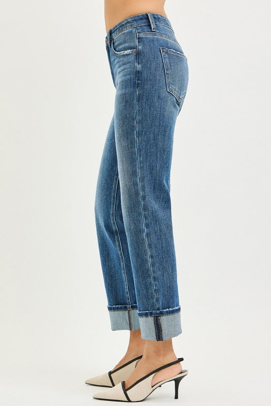 Stretch Slouchy Straight Jeans