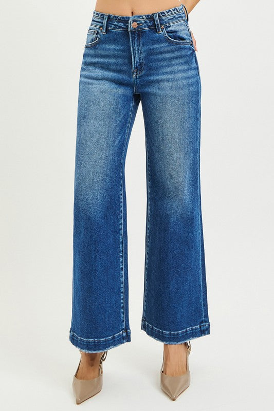 High Rise Wide Leg Waistband Detail