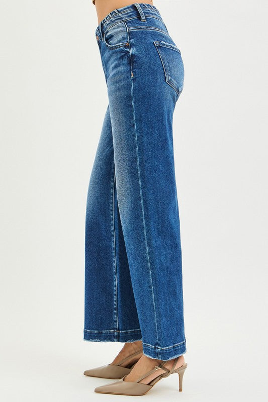 High Rise Wide Leg Waistband Detail