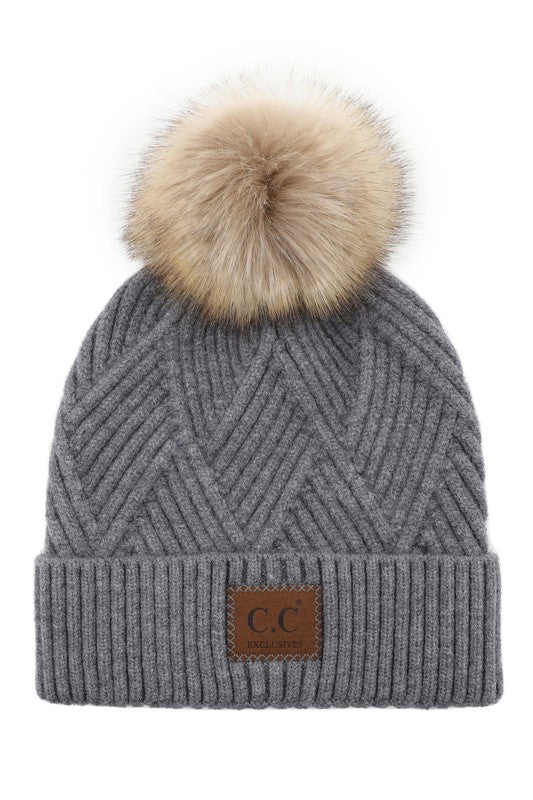 C.C. Diagonal Stripe Knit Beanie *FINAL SALE*