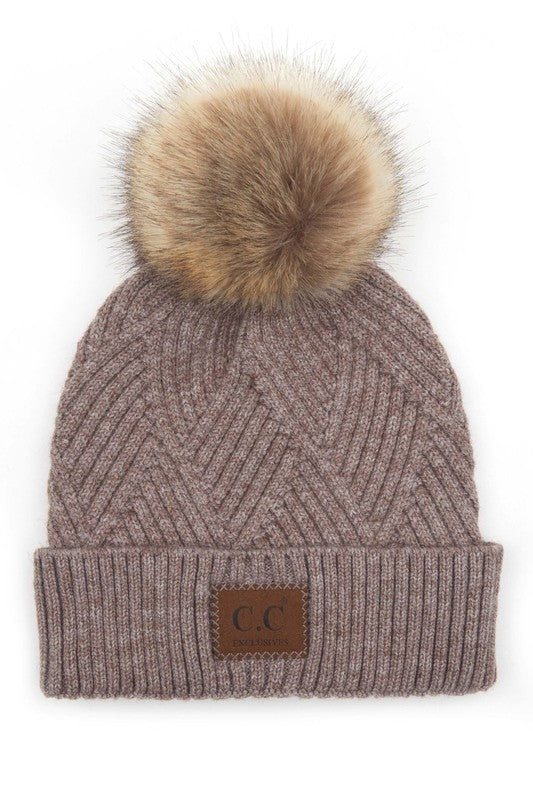 C.C. Diagonal Stripe Knit Beanie *FINAL SALE*