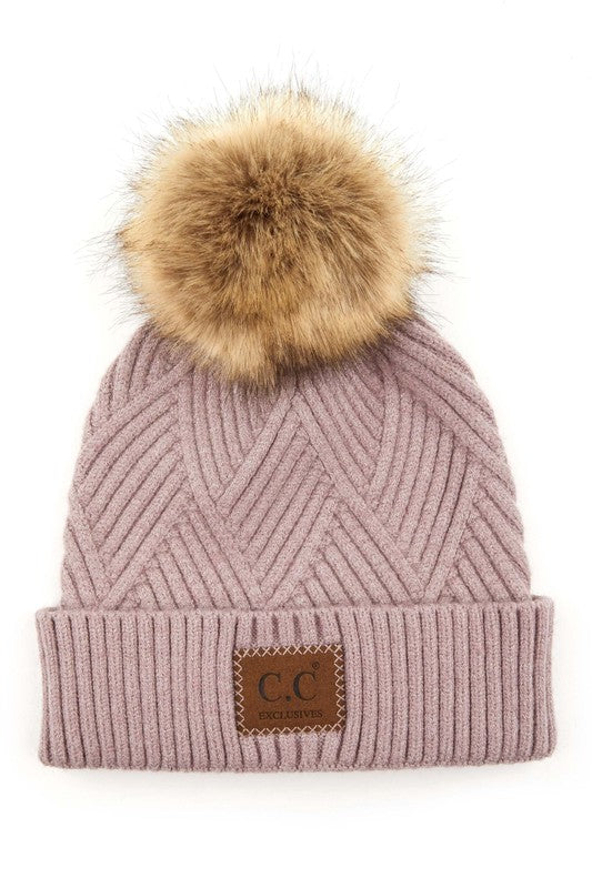 C.C. Diagonal Stripe Knit Beanie *FINAL SALE*