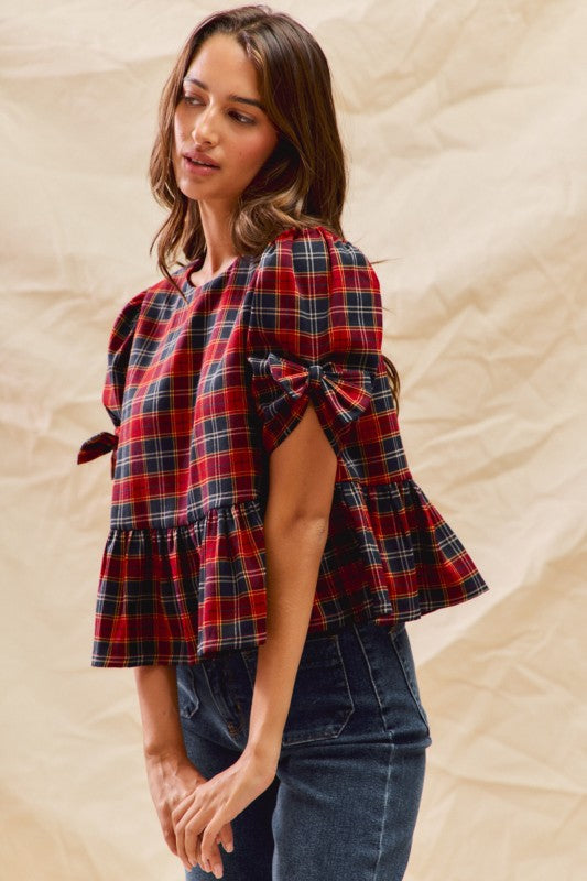 Plaid Ribbon Top