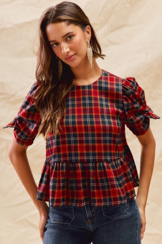 Plaid Ribbon Top