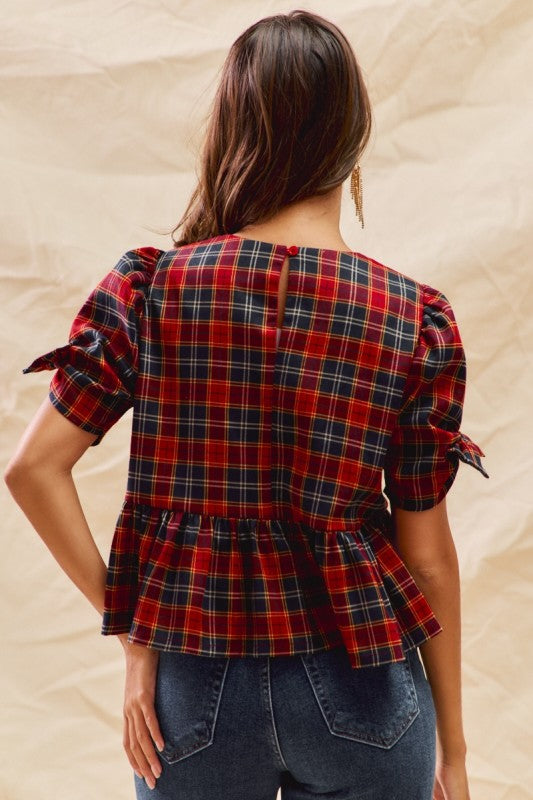 Plaid Ribbon Top
