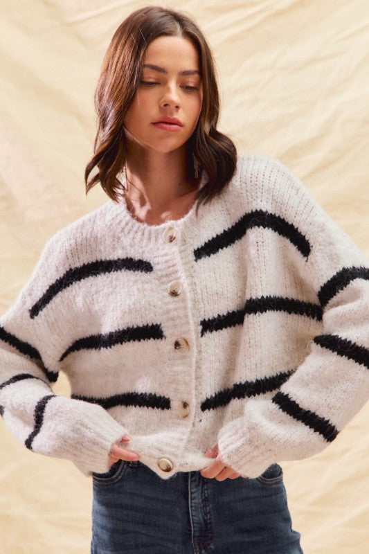 Fuzzy Striped Sweater Top