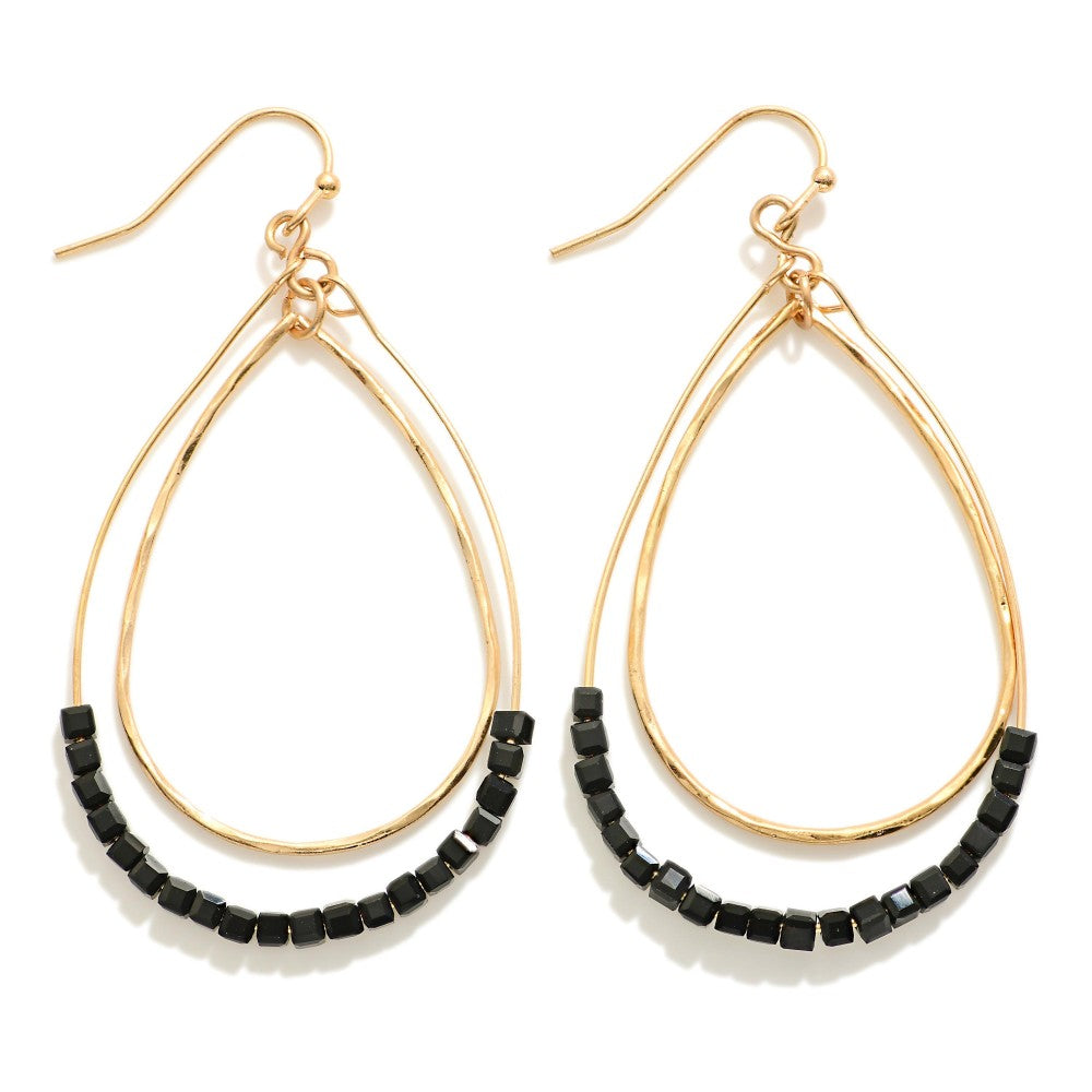 Beaded Wire Teardrop Earring