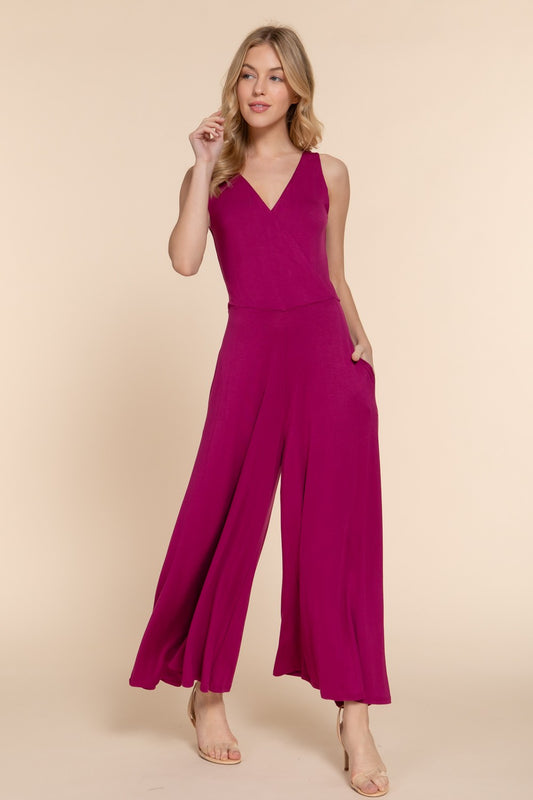 Sleeveless Berry Knit Jumpsuit