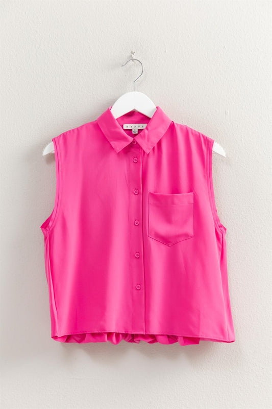 Button Front Sleeveless Top