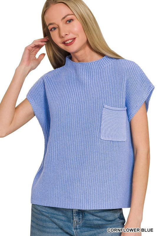 Mock Neck Short Sleeve Sweater