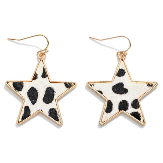 Faux Cow Fur Star Earring